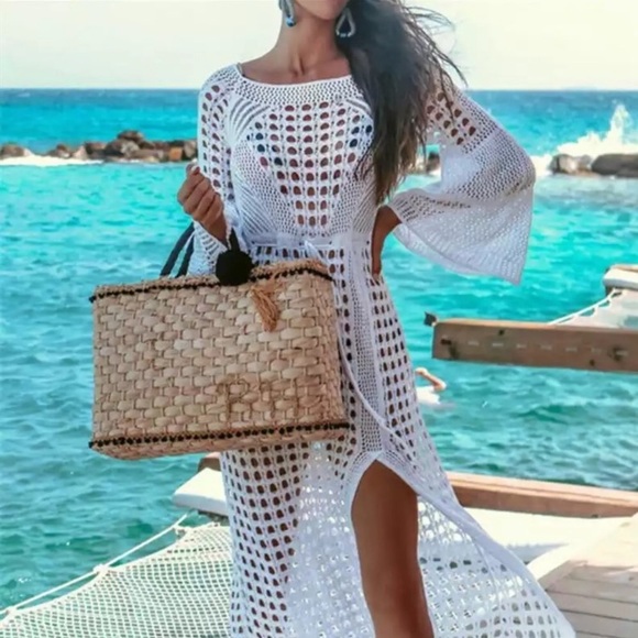 SALE✨LAST 1✨5⭐️NEW CROCHET SLIT LONG COVERUP DRESS - Picture 7 of 7